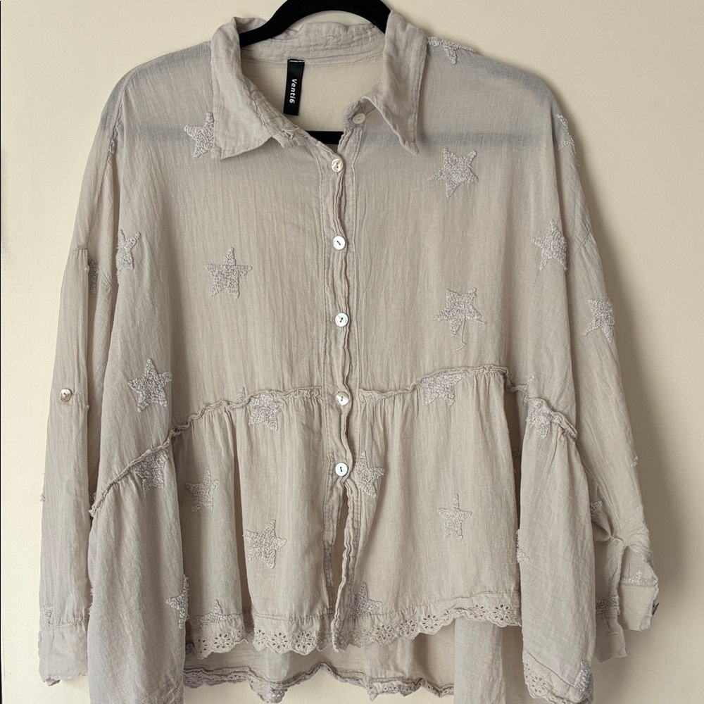 100% cotton beige textured top